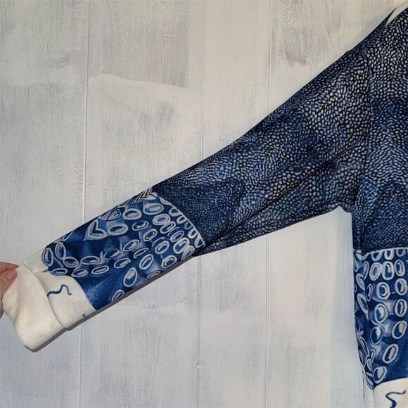 Men's 3XL White Hoodie Japanese Art Octopus Graphic button-up - Picture 4 of 5